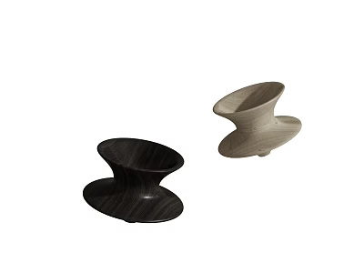 Modern Leisure Chair Black and Beige With Curved Sculptural Base Minimalist Wooden Texture Design 3d model