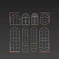 Elegant Casement Windows With Stained Glass Floral Patterns Arched Rectangular Designs And Light Effects 3d model