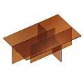 Modern Amber Transparent Coffee Table With Geometric Stacked Panel Design