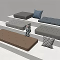 Home Living Essentials Featuring Tufted Cushions In Gray Beige Blue And Small Stuffed Toy Displayed