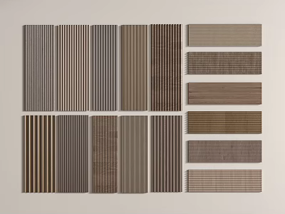 Various Textured Wall Panels with Wooden Patterns and Neutral Brown Tones 3d model