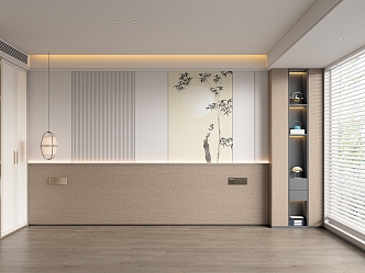 New Chinese bedroom background wall 3d model