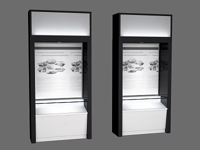 Two Modern Display Cabinets With Chart Displays And White Storage Compartments 3d model
