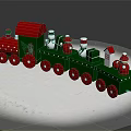 Christmas Wooden Train Decorations With Snowman Figures And Red Green Wheels