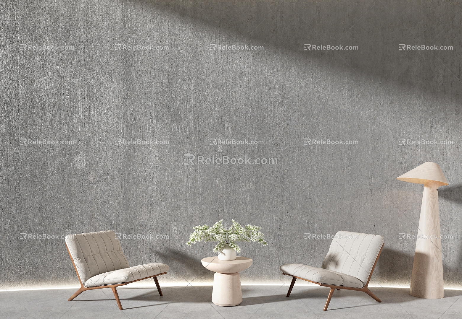 Micro cement cement background wall texture paint cement paint leisure sofa coffee table 3d model