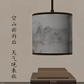 Chinese Style Hanging Lamp With Landscape Painting For Rainy Autumn Evening Decor