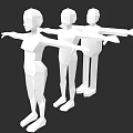 Low Poly White Game And Film Characters In Standing Pose With Arms Outstretched