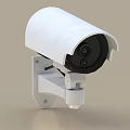 High Quality Projection Security Camera With White Housing And Black Lens Mounting Bracket 3d model