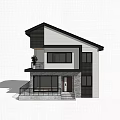 Modern Two Story Detached Villa With Stone Exterior And Large Windows