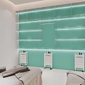 Modern Boutique Interior With Bright White Mint Green Arched Designs Round Mirrors Golden Accents And Potted Plant