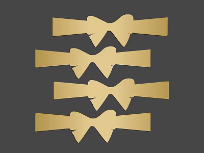 Gold Animal Wall Decor with Four Butterfly Shapes on Gray Background 3d model