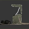 Vintage Weapon Storage Box Open with Hand Grenades Helmet and Tools 3d model