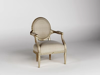 Elegant Classic Accent Chair With Beige Fabric Upholstery Gold Metal Frame And Ornate Armrests 3d model