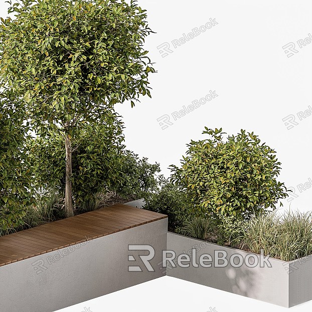 Modern Tree Pool Green Plant Landscape Green Plant Pile Landscape Tree Outdoor Seat Park Seat model