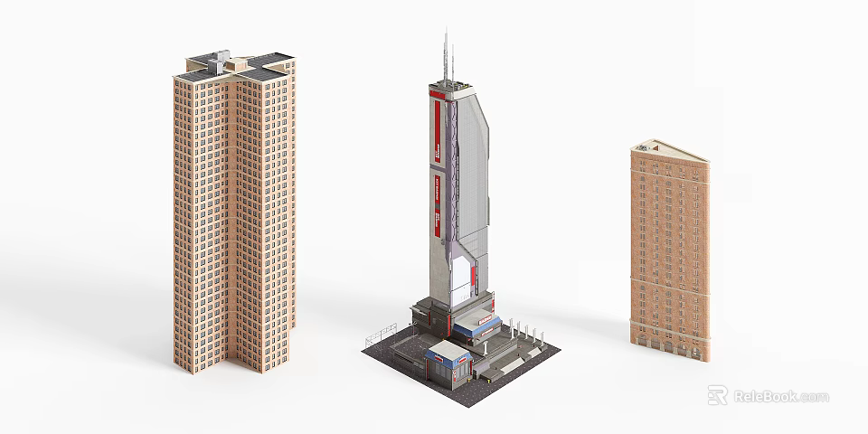 Modern Office Buildings With Varied Heights And Contemporary Architectural Design 3d model 
