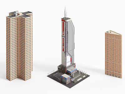 Modern Office Buildings With Varied Heights And Contemporary Architectural Design 3d model