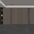 Modern Minimalist Feature Wall Design With Wooden Panels Marble Accents Vertical Stripes And Soft Lighting