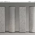 Modern Decorative Columns With Various Detailed Perforated Patterns And Textured Designs 3d model