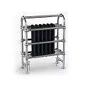Modern Bathroom Cabinet Rack With Chrome Metal Frame And Black Panels