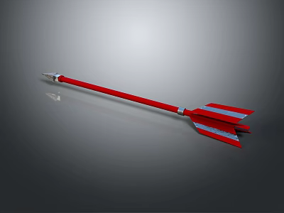 Red Arrow With Silver Arrowhead And Red Shaft On Gray Smooth Surface 3d model