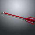 Red Arrow With Silver Arrowhead And Red Shaft On Gray Smooth Surface 3d model