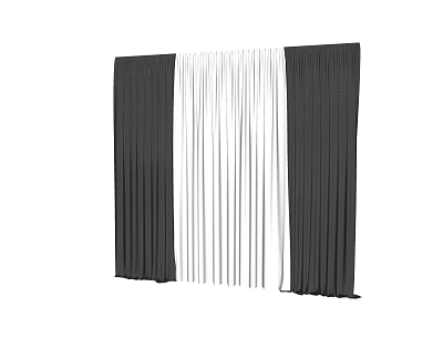 Black And White Curtains With Vertical Pleats Design For Home Decoration 3d model