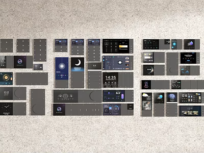 Modern Smart Switch Panels With Various Display Screens And Control Interfaces 3d model