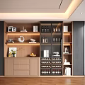 Modern Wooden Sideboard Cabinet With Built In Wine Rack And Open Display Shelves