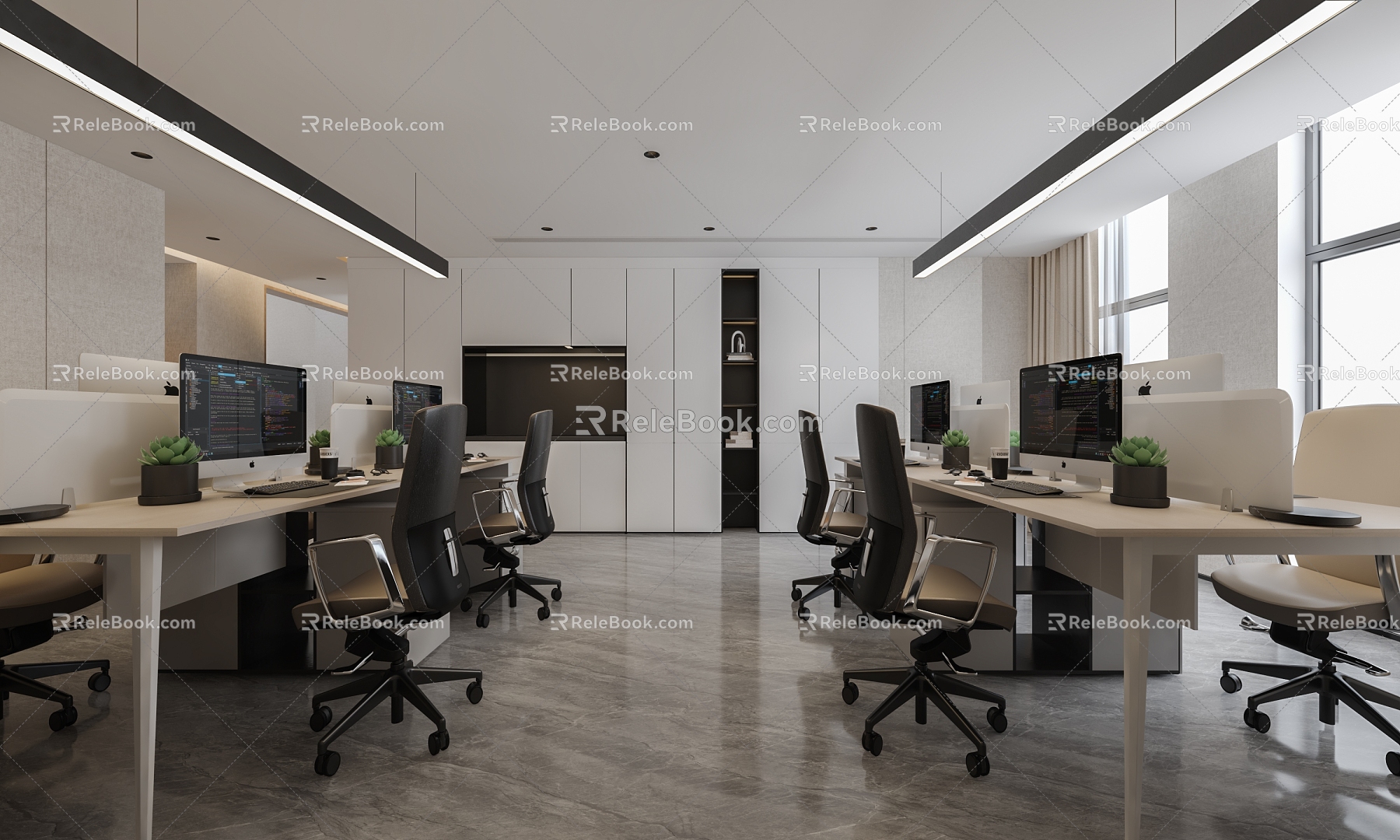 Corridor of public office area 3d model