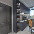 Modern Living And Dining Room Interior With Gray Sofa Round Coffee Table And TV Wall