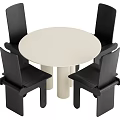 Dining table and chair combination round table 3d model