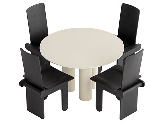 Dining table and chair combination round table 3d model