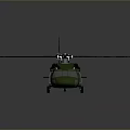 Green Military Helicopter Side View With Rotor Blades And Detailed Exterior