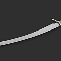 Traditional Curved Sword Weapon With Wooden Handle Golden Hilt And Silver Blade