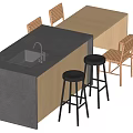 Nakajima Table and Chair Combination 3d model
