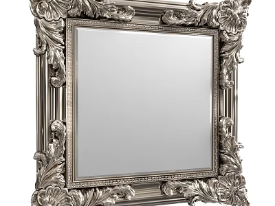 Ornate Silver Decorative Square Picture Frame With Intricate Floral Carvings 3d model