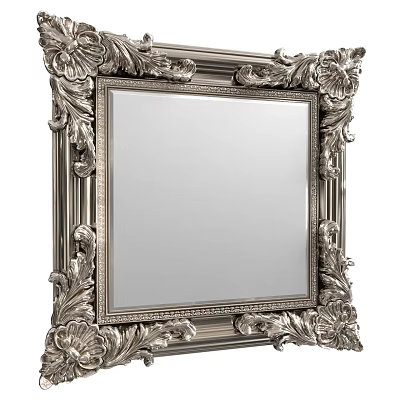 Ornate Silver Decorative Square Picture Frame With Intricate Floral Carvings 3d model