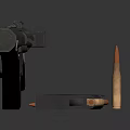 Black Modern Tactical Submachine Gun With Metallic Finish Magazine And Ammunition Bullets