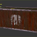 Rusty Shipping Container With Striped Surface And White Logo Metal Structure