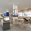 Modern Digital Store With 5G Technology Smartphone Displays And Showcase Areas
