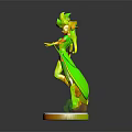 White Haired Fantasy Character Sculpture With Black Creature Wings And Crystal Base Design