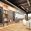 Party-Mass Service Center Book Bar Rest Area 3d model