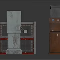 Security Access Control Components With Metal Grid Gate Gray Concrete Pillar And Brown Payment Machine