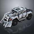 Armored Tactical Vehicle With Heavy Duty Reinforced Body And Large Off Road Tires
