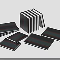 Electronic Appliances Black Gray Sheets in Various Sizes Stacked and Scattered