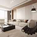 Modern Living Room Interior Design With Beige Sofa Coffee Table Neutral Rug And Wooden Elements