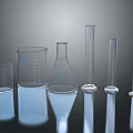 Glass Laboratory Measuring Equipment Set With Transparent Beakers Flasks And Graduated Cylinders