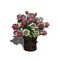Beautiful Wicker Basket Vase With Pink And White Roses Floral Arrangement