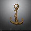 Golden Anchor Decorative Element With Shiny Metallic Surface And Rope Detail