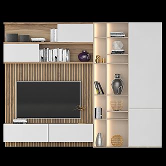 modern TV background cabinet TV wall 3d model